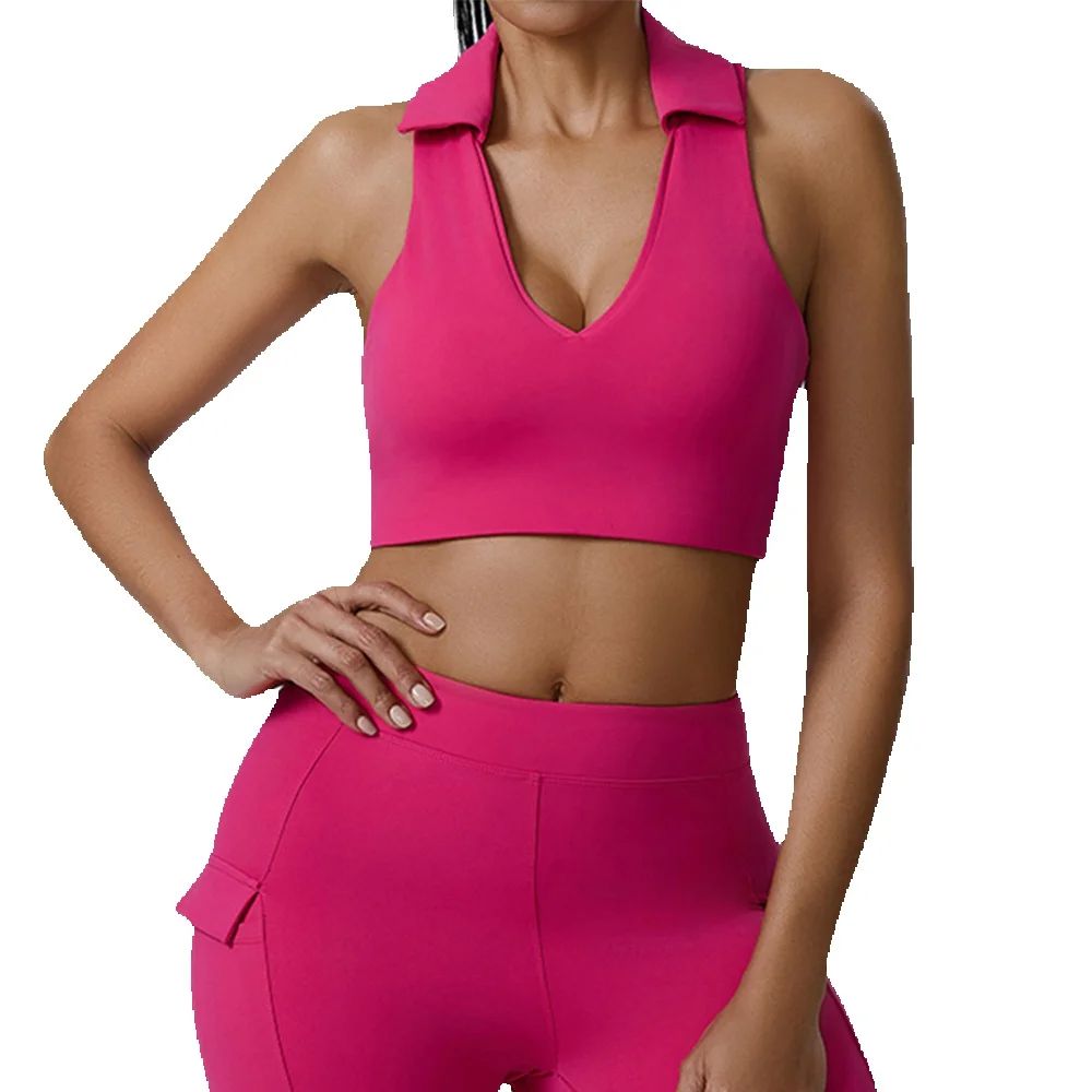 Sports Equipment Logo - JUREN Women Sports Underwear Collar Yoga